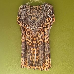 Woman's shirt, brown, tan, and gold